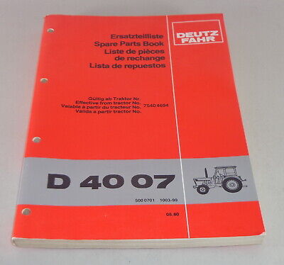 DEUTZ Microfiche Catalogue des Pièces Deutz Fahr Tracteur D 6807 De 11/1980 
