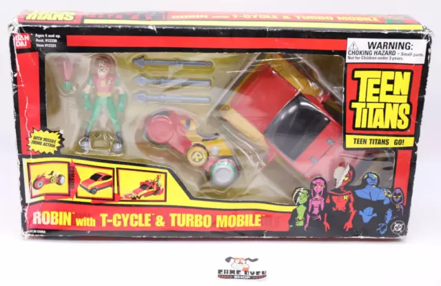 TEEN TITANS ROBIN with T-CYCLE & TURBO MOBILE New with damage box (BANDAI)