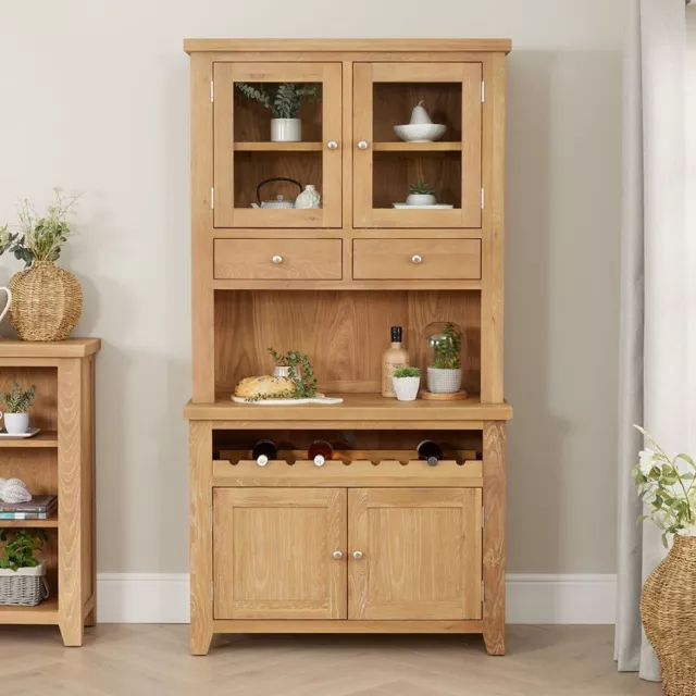 Cheshire Limed Oak Medium Glazed Dresser with Wine Rack - Kitchen -LR72-LR36A