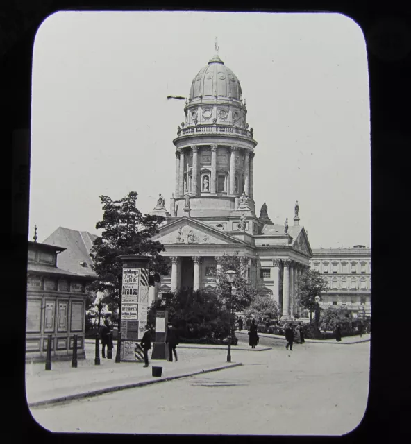 Glas magische Laterne Rutsche DIE FRANZÖSISCHE KIRCHE BERLIN C1890 DEUTSCHLAND