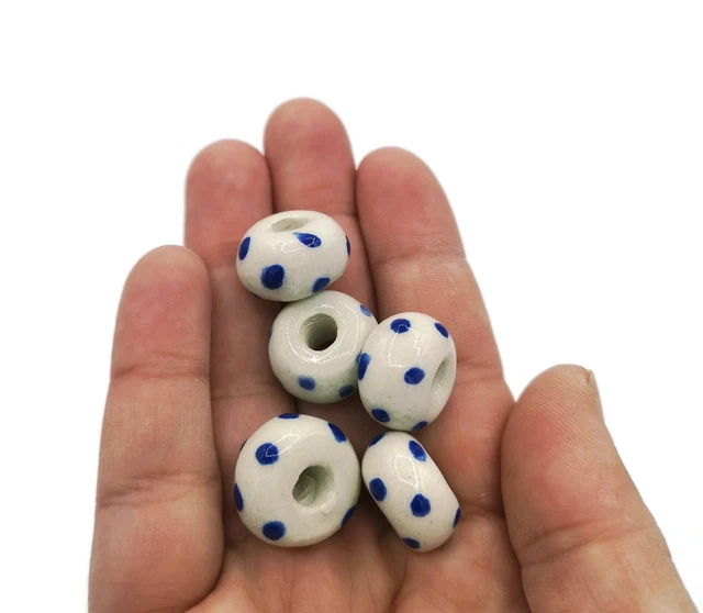 ceramic beads, 5mm large hole clay beads, 5 pcs macrame beads for jewelry making