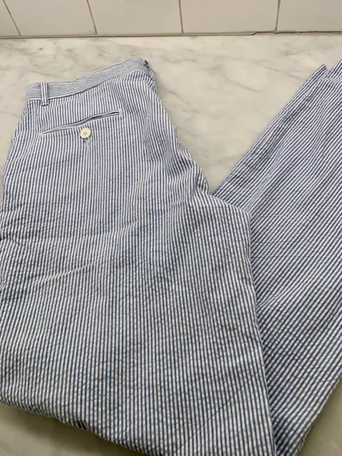 Boys Izod Blue Seersucker Pants Size 18