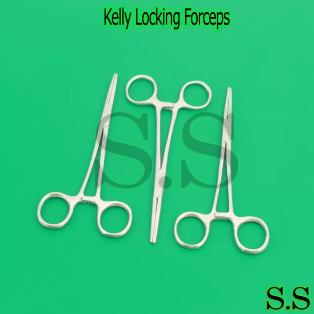 3 Stainless Steel Kelly Hemostat Locking Forcep 6.25" Straight Serrated Tip