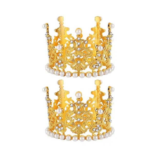 2 piezas corona de tiara corona de pastel de corona estrás reina princesa para Birtay con O5N6