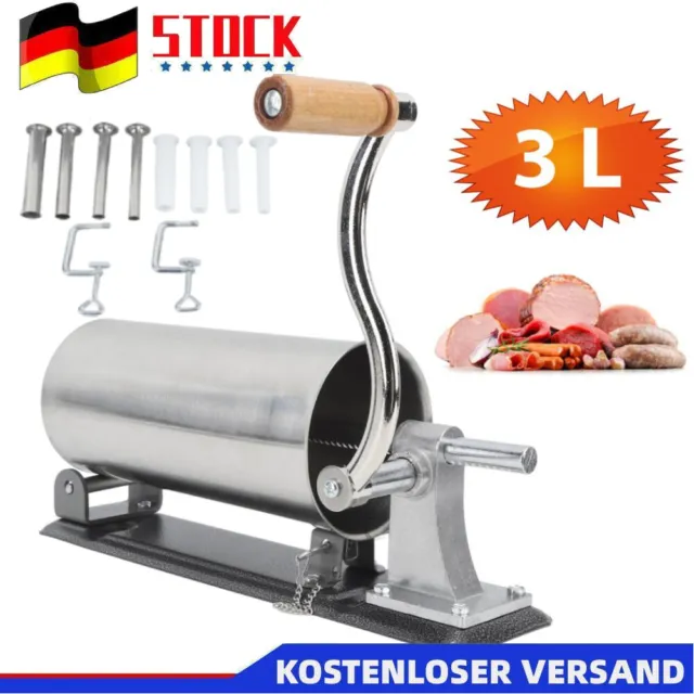 Manuell Wurstfüller aus Edelstahl 3L horizontale Wurstfüllmaschine für Küche