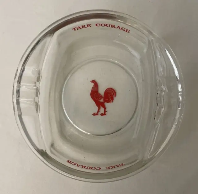 Courage Ale Ashtray - Rare Vintage Clear Glass Red Lettering 51/4” - VGC 2