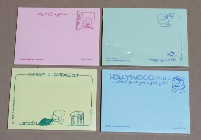 Vintage post it notes 1986 ZIGGY LOT OF 4 DIFFERENT STYLES STILL SEALED #01
