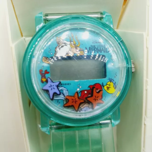 NOS RARE Vintage The Little Mermaid Bubble Wrist Watch Disney Jelly Band Stars