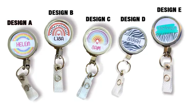 Retractable Recoil Rainbow Nurse Badge Reel Name Tag ID Card Holder Lanyard Clip