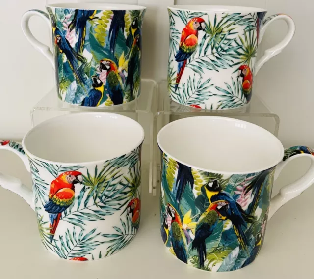 Heritage Stoke On Trent Fine Bone China Princess Mug Set 4- Tropics - Value+