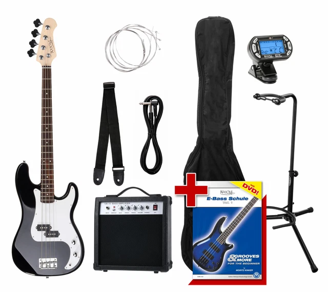 Pack Basse Electrique Guitare Preci PB-Style Amplificateur Housse Support Noir