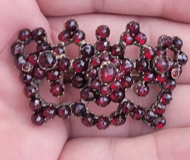 Antique Victorian Rich Red Old Faceted Bohemian Garnets Gold Filled 2