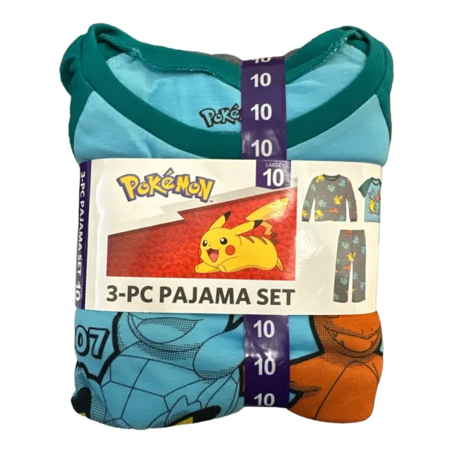 Pokemon Boy's 3-Piece Super Soft 2 Tops & Pant Pajama Set (10)