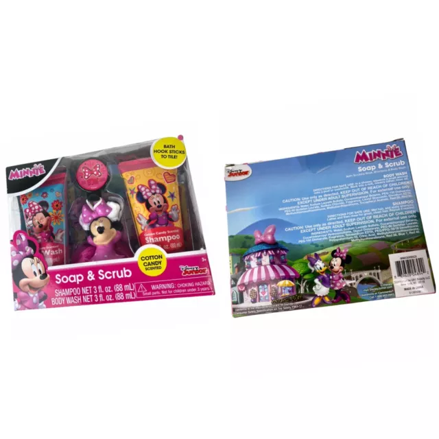 JUEGO DE REGALO DE JABÓN Y EXFOLIANTE DISNEY MINNIE MOUSE caja lavado corporal baño puf juguete champú NUEVO