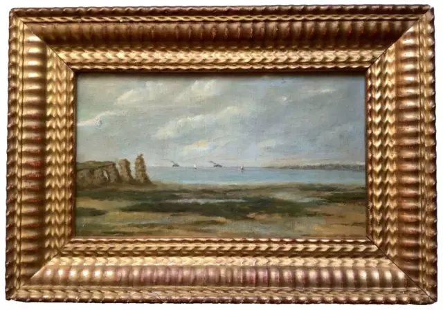 19th Century FRENCH IMPRESSIONISM LIKE Eugene BOUDIN Normandy Seaside Oil Canvas