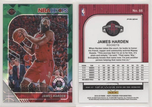 2019-20 Panini NBA Hoops Premium Stock Green Cracked Ice Prizm James Harden #66