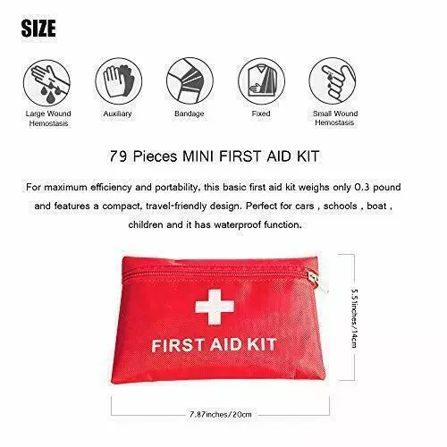 FATE TO FATE Mini 40Pieces Small First Aid Kit Travel Home Office Hiking Camping 3