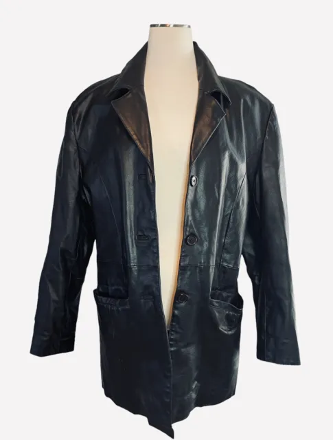 Gianni Velente Men's Italian Milano Leather Black Jacket Coat Size XL