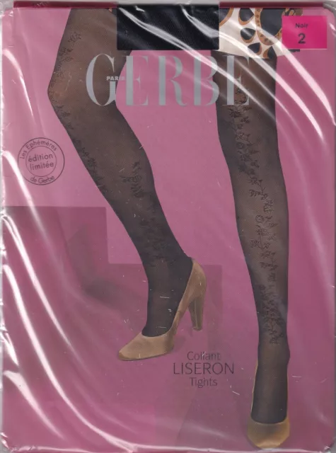 Collant fantaisie GERBE LISERON Noir. Taille 2 - 9. Limited Edition tights.