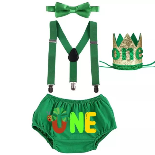 Green Hungry Caterpillar Baby Boy One Cake Smash 1st Birthday Costume Outfit Set