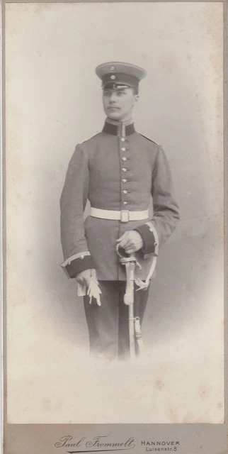 CDV 1WK Foto original Portrait Soldat Preussen Hannover Säbel Portepee Parade