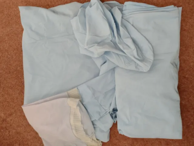 Sábanas de cama y funda de almohada de nailon vintage en azul - individual