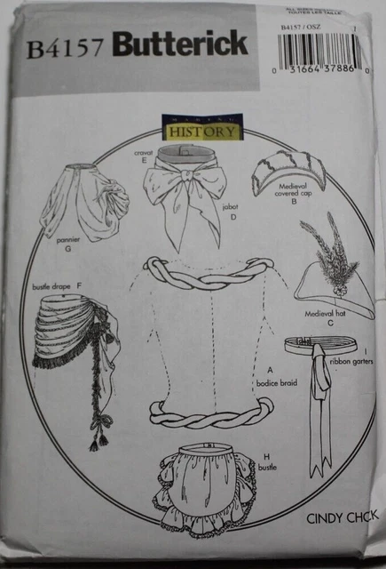 Butterick 4157 Misses Men Medieval Accessories 18th 19th Century Sewing Pattern