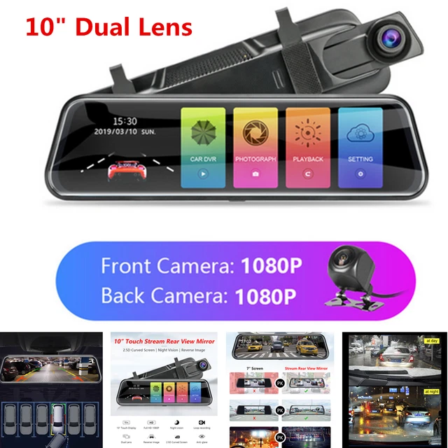 10" Touch Screen Car DVR Dual Lens Full HD 1080P Dash Cam Video Recorder Camera