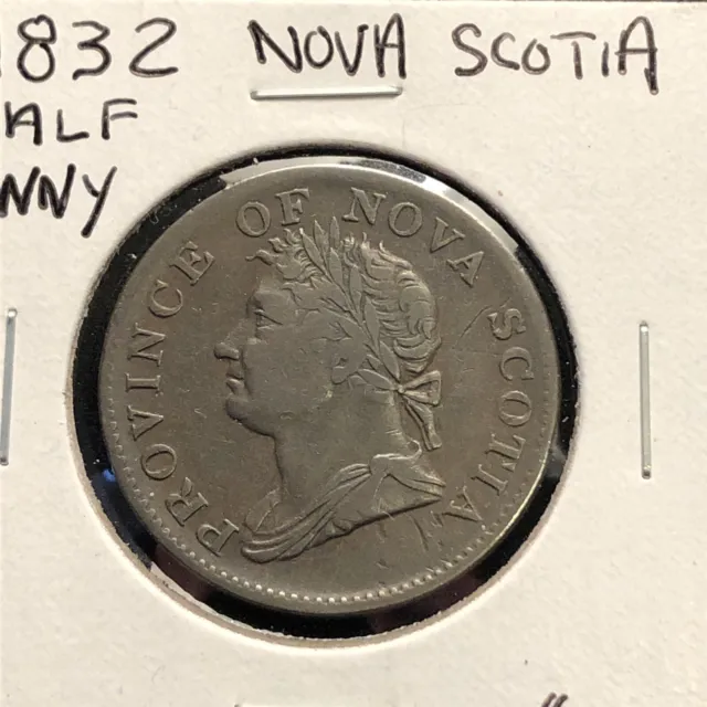 1832 Canada Province Nova Scotia George IV HALFPENNY Token Copper Coin