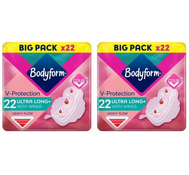 Bodyform Cour-V Ultra Long Sanitary Towels With Wings BIG PACK 22  PACK OF 2