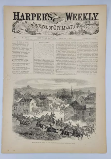 Harper's Weekly 8/15/1863 Morgan's Raid on Ohio / CSA Maryland Campaign /Lincoln