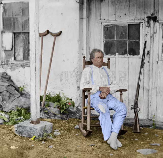 Old Hero of Gettysburg, John L. Burns Color Tinted photo Civil War 01659