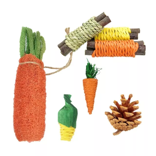 1Set Loofah+Aquatic Plants Grind Teeth Rabbit Chew Toy  Hamster