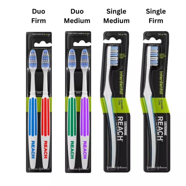 Listerine Reach Interdental Toothbrush - Single Medium Firm & Duo Medium Firm