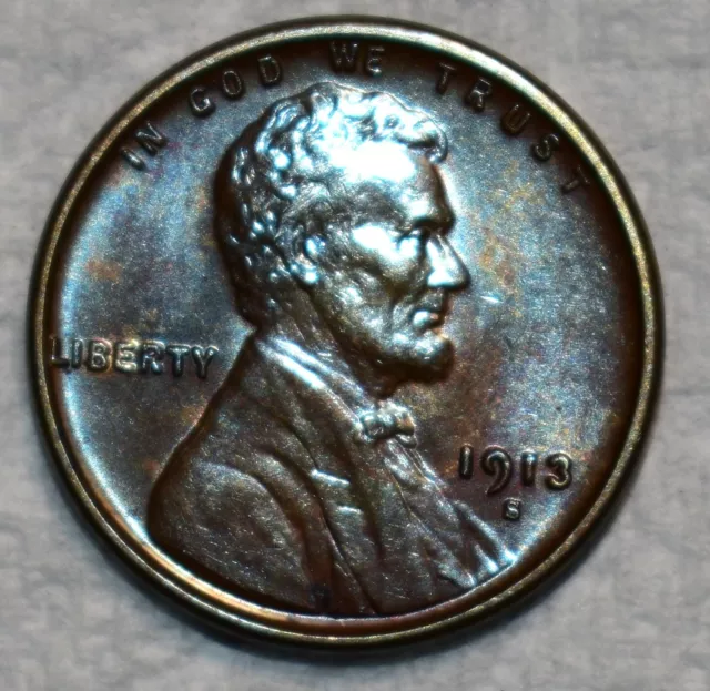 Uncirculated 1913-S Lincoln Cent, Sharply Struck specimen