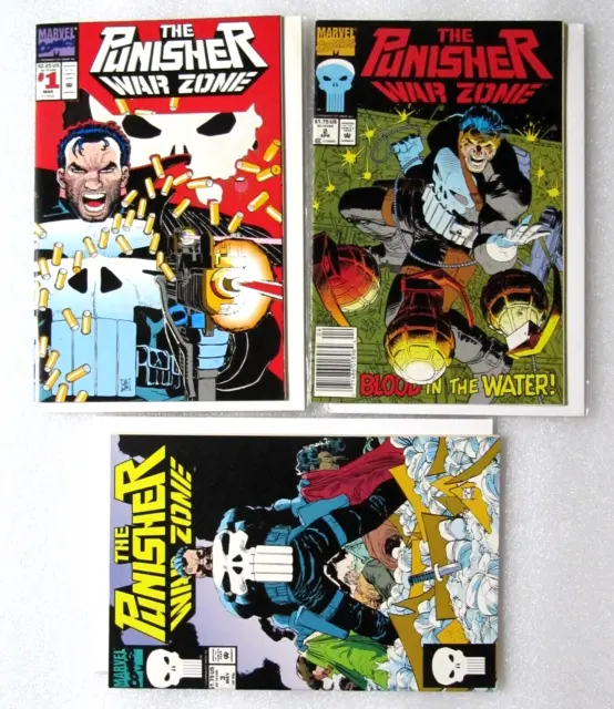 Lot - Punisher War Zone #1 #2 #3 - 1992 Marvel Comic - Romita Jr - Boarded - New