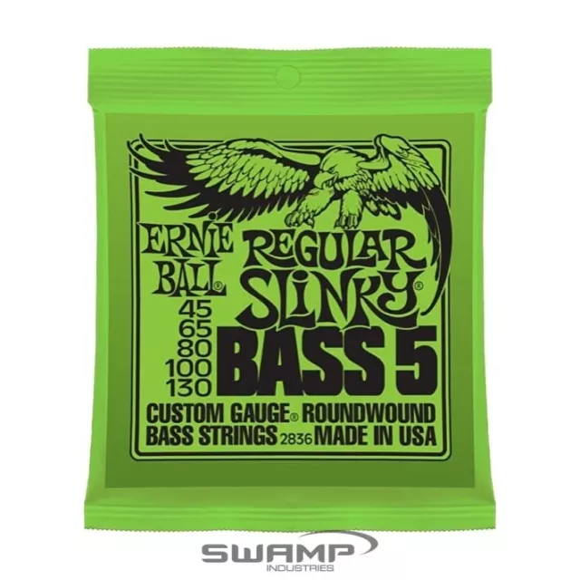 Ernie Ball 2836 Regular Slinky 5-String Bass Guitar Strings 45-130