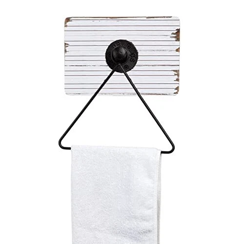 BlueGift Wall-Mounted Towel Ring, Rustic Hand Towel Holder with Wood Backing ...