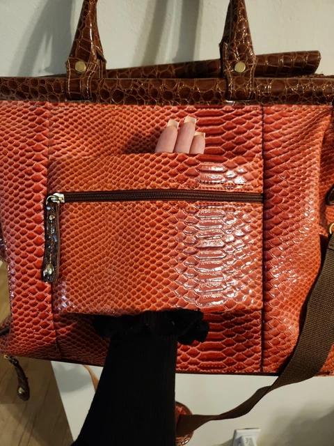 Samantha Brown Croco-Embossed Dowel Travel Bag (Watermelon) RARE 3