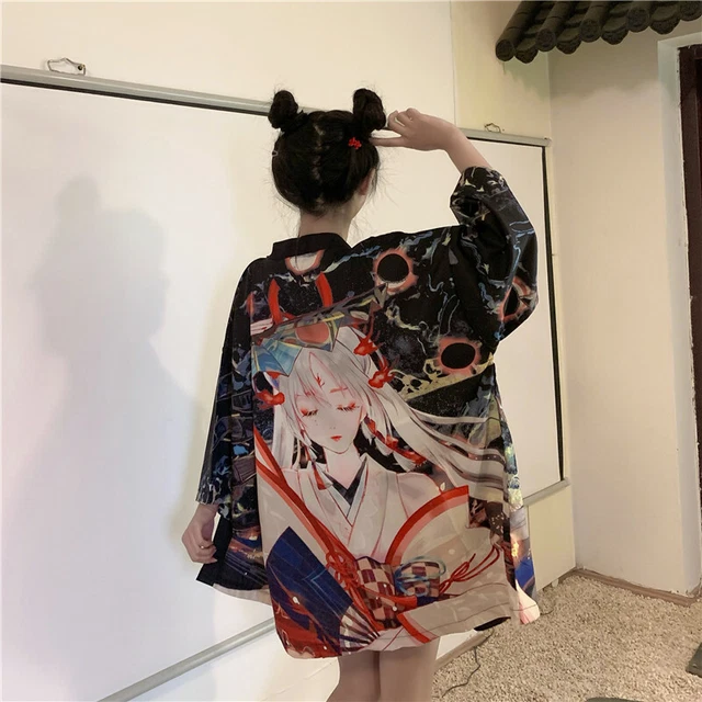 Kimono Extérieur Femme Japonais Vintage – Noir, Imprimé Animal, Taille Unique – Neuf Avec étiquette