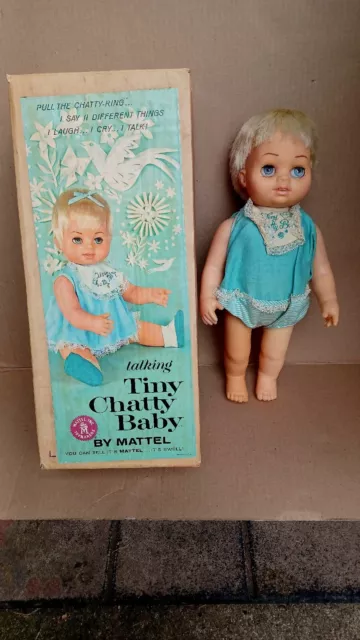 Vintage 'Mattel TINY CHATTY BABY Doll w/Box 1962 Blonde Boy