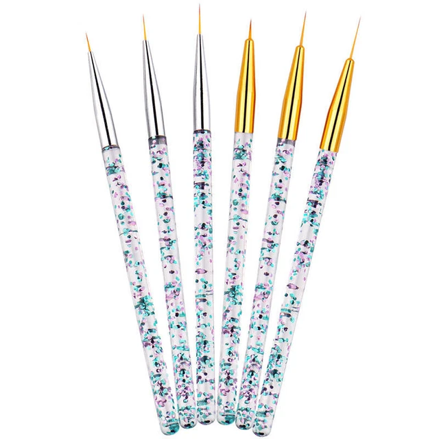 Juego de 3 piezas de pinceles de acrílico a rayas francesas arte en uñas puntas 3D manicura ultra-th TS