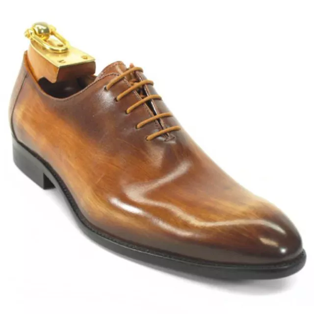 Carrucci Cognac Calfskin Leather Plain Toe Oxfords (9.5)