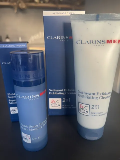 Clarins Men Super Moisture Lotion (50ml) & Exfoliating Cleanser 2 in 1 (125ml)
