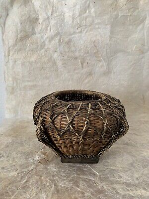 Ifugao Aguwen Snail Collecting Basket Vintage Philippine Handmade Bamboo