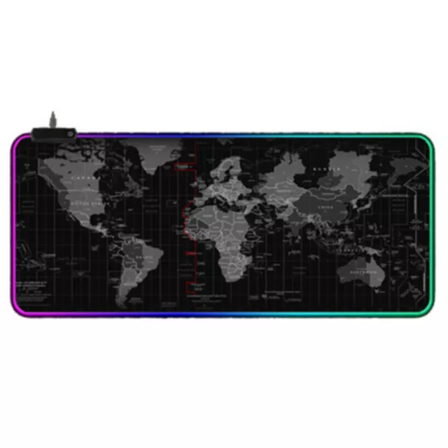 US RGB LED Extra Large Soft Gaming Mouse Pad Oversized World Map 31.5x12'' 2