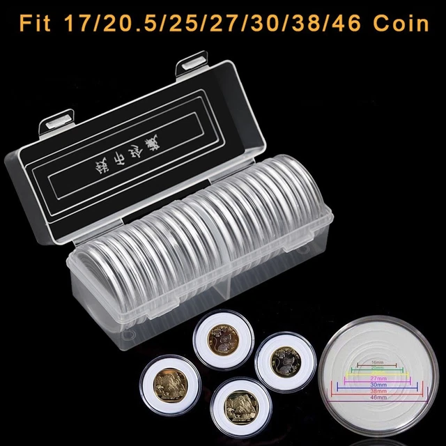 Protective Coin Storage Box for 20 Coins Transparent For 1720 52527303846mm
