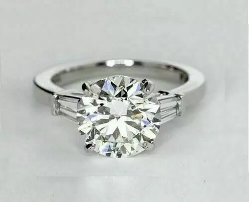 3.50 Ct Round Cut Real Treated Diamond Solitaire Engagement Ring 925 Silver