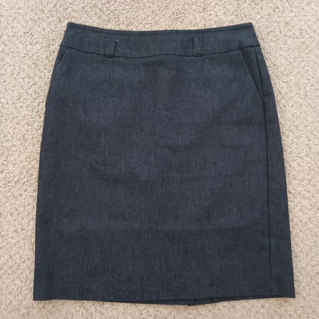 NYCC Skirt Size 10 Blue Knee Length Pencil Pockets Slit Cotton Blend