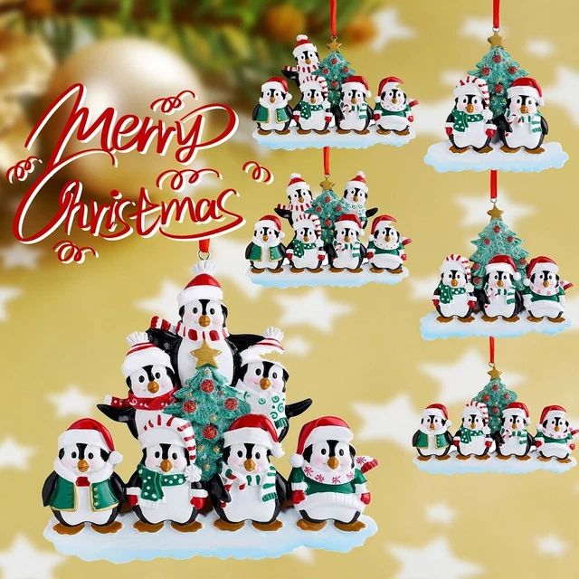 Personalised Penguin Family Christmas XMAS Tree Decoration Bauble Ornament 2-7